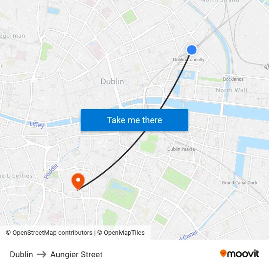 Dublin to Aungier Street map