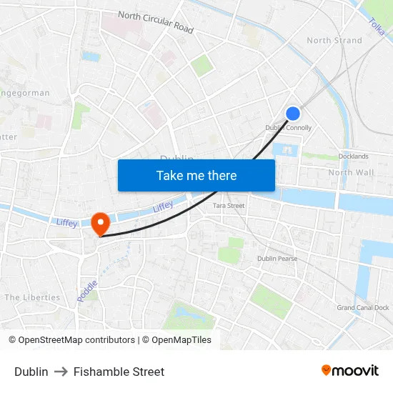 Dublin to Fishamble Street map