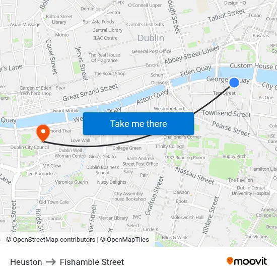 Heuston to Fishamble Street map