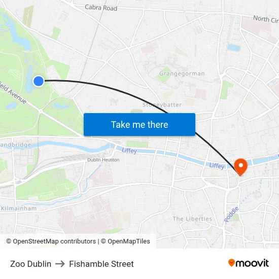 Zoo Dublin to Fishamble Street map