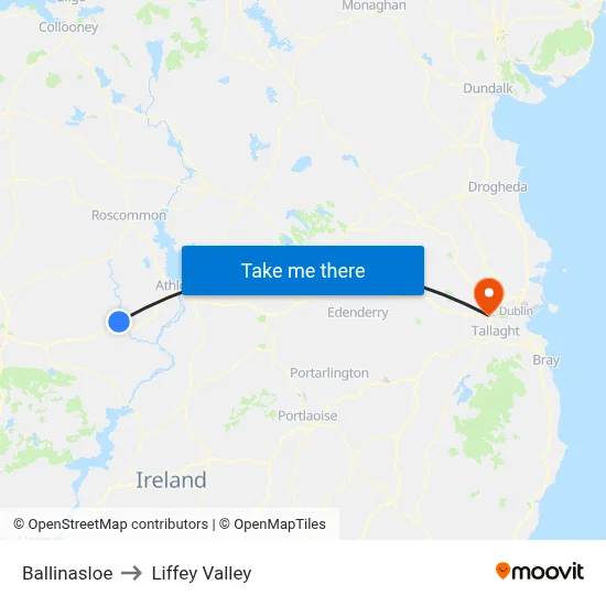 Ballinasloe to Liffey Valley map