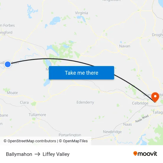 Ballymahon to Liffey Valley map
