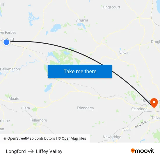 Longford to Liffey Valley map