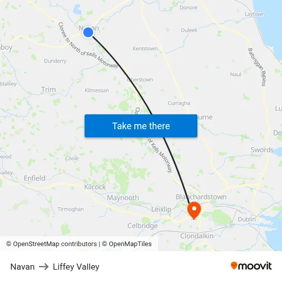 Navan to Liffey Valley map