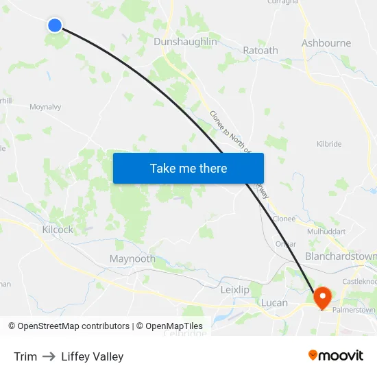 Trim to Liffey Valley map