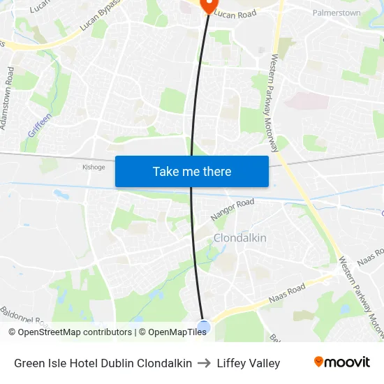 Green Isle Hotel Dublin Clondalkin to Liffey Valley map