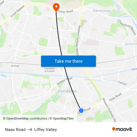 Naas Road to Liffey Valley map