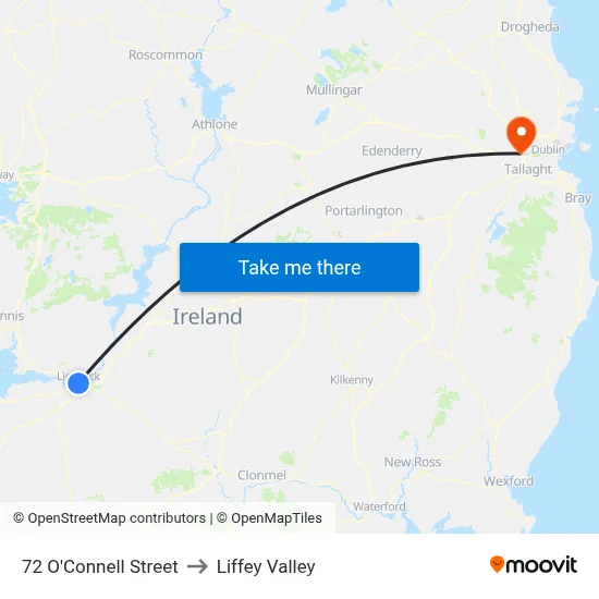 72 O'Connell Street to Liffey Valley map