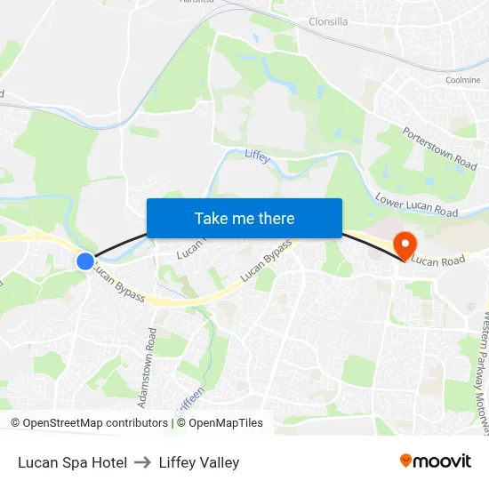 Lucan Spa Hotel to Liffey Valley map