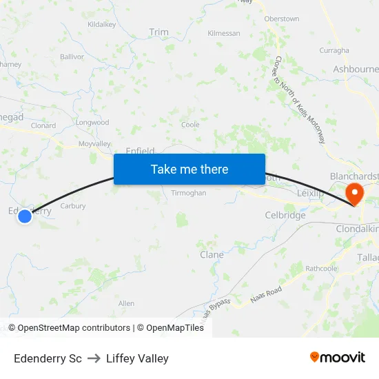 Edenderry Sc to Liffey Valley map