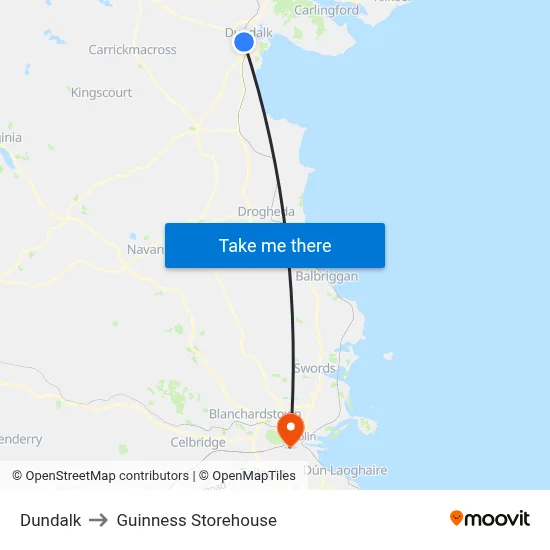Dundalk to Guinness Storehouse map