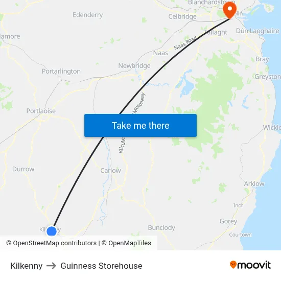 Kilkenny to Guinness Storehouse map