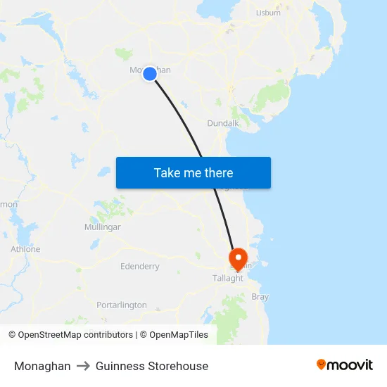 Monaghan to Guinness Storehouse map