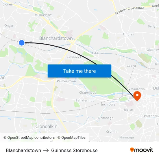 Blanchardstown to Guinness Storehouse map