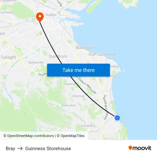 Bray to Guinness Storehouse map