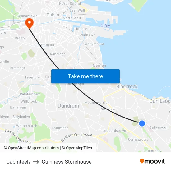 Cabinteely to Guinness Storehouse map