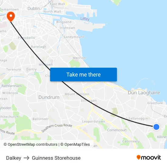 Dalkey to Guinness Storehouse map