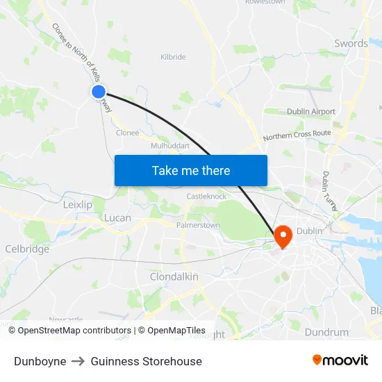 Dunboyne to Guinness Storehouse map