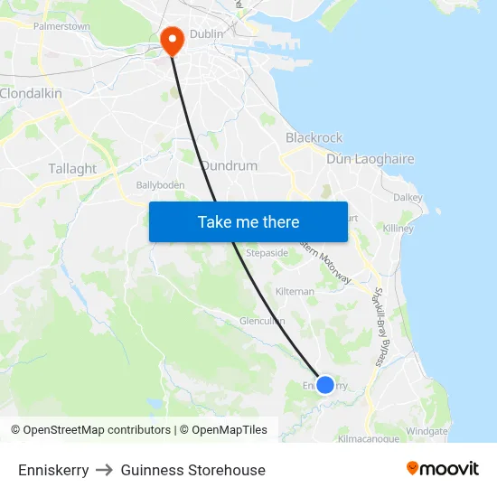Enniskerry to Guinness Storehouse map