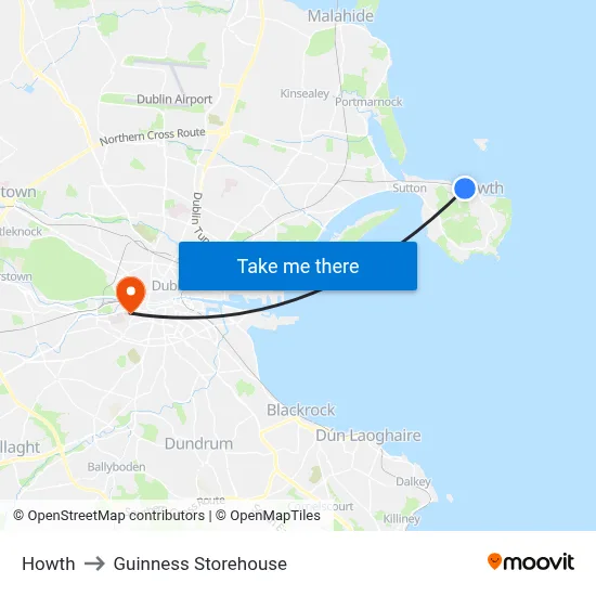 Howth to Guinness Storehouse map