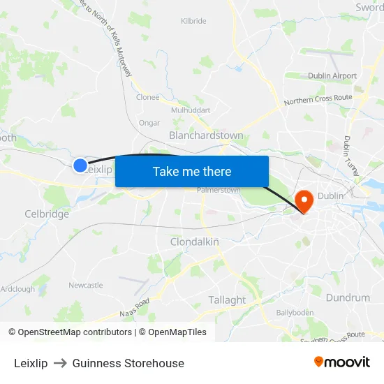 Leixlip to Guinness Storehouse map