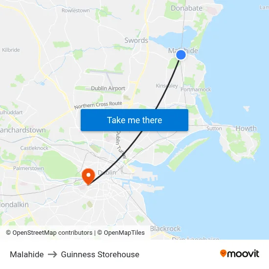 Malahide to Guinness Storehouse map