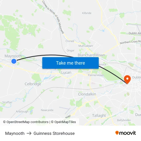 Maynooth to Guinness Storehouse map
