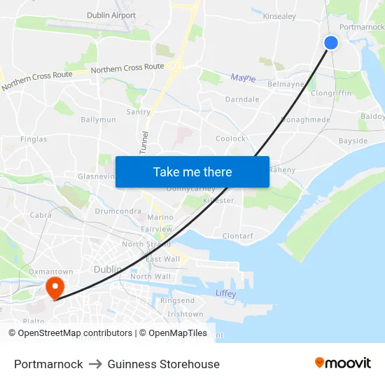 Portmarnock to Guinness Storehouse map