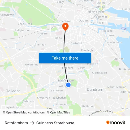 Rathfarnham to Guinness Storehouse map