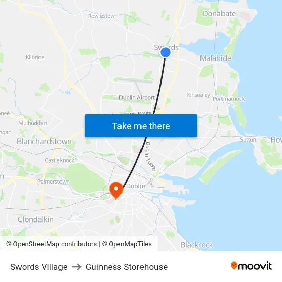 Swords Village to Guinness Storehouse map