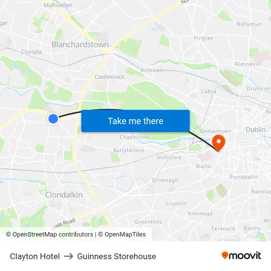 Clayton Hotel to Guinness Storehouse map