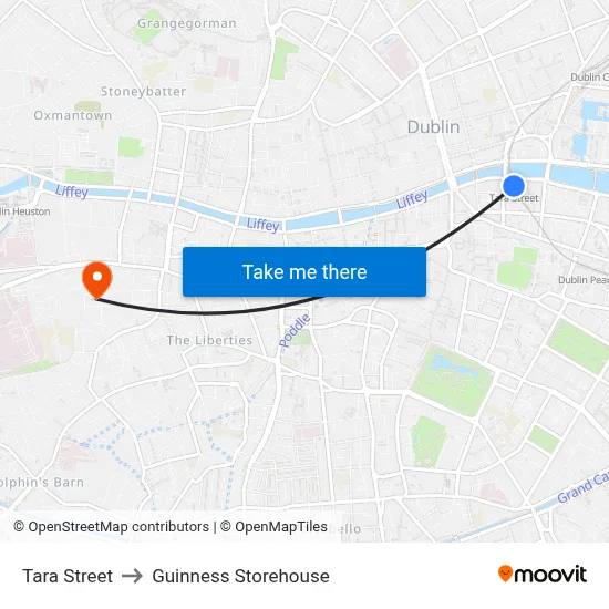 Tara Street to Guinness Storehouse map