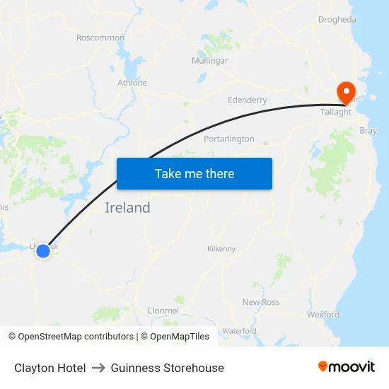 Clayton Hotel to Guinness Storehouse map