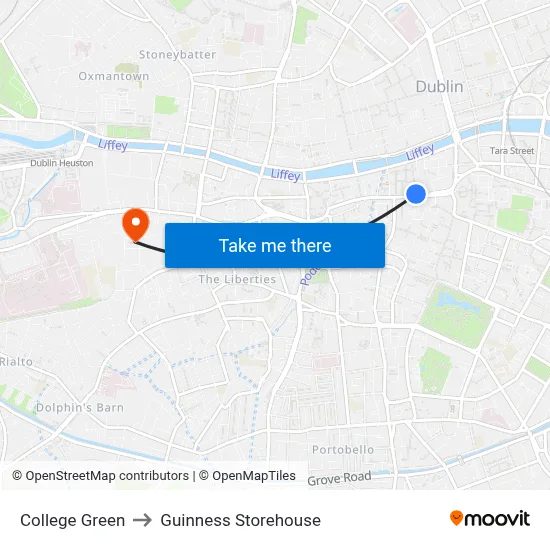 College Green to Guinness Storehouse map