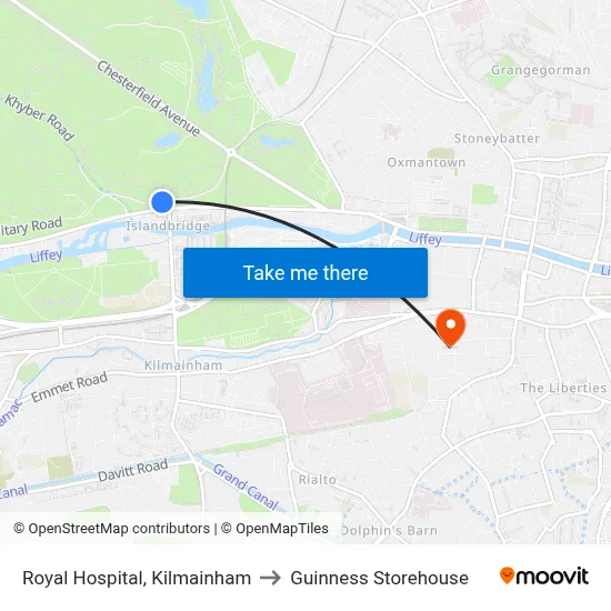 Royal Hospital, Kilmainham to Guinness Storehouse map