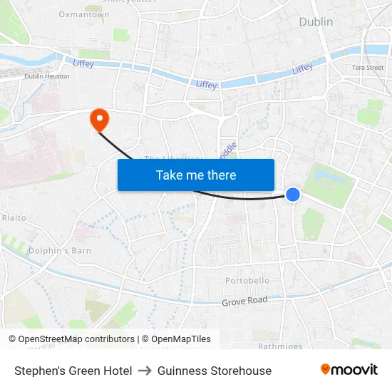Stephen's Green Hotel to Guinness Storehouse map