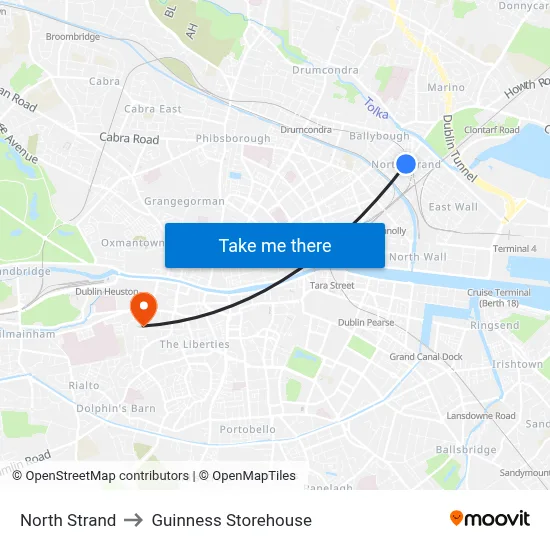 North Strand to Guinness Storehouse map