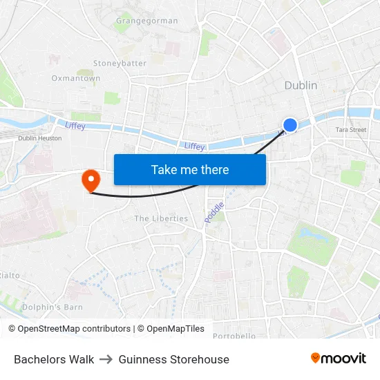 Bachelors Walk to Guinness Storehouse map