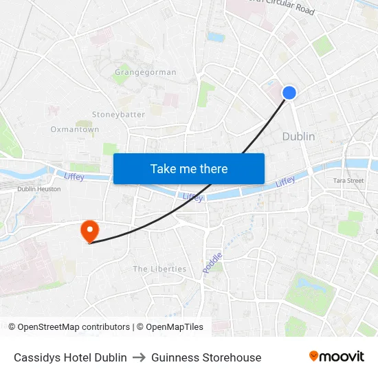 Cassidys Hotel Dublin to Guinness Storehouse map