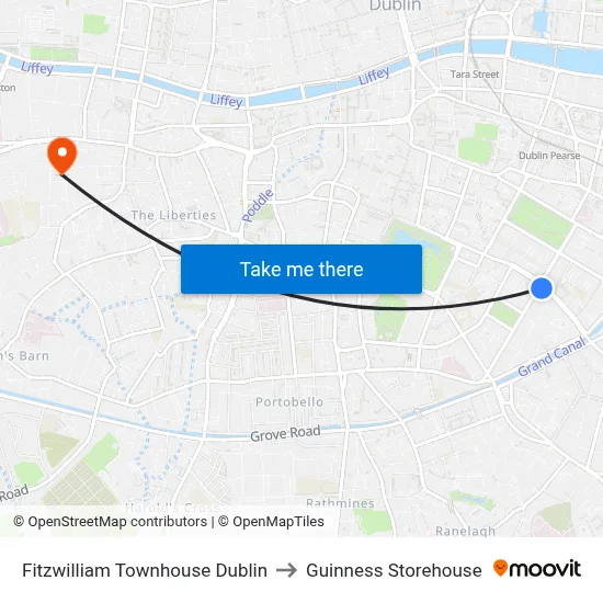 Fitzwilliam Townhouse Dublin to Guinness Storehouse map