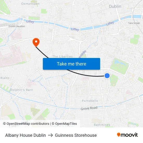 Albany House Dublin to Guinness Storehouse map