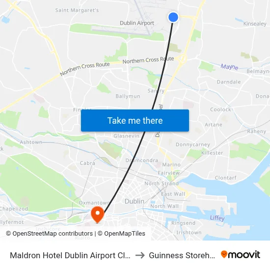 Maldron Hotel Dublin Airport Cloghran to Guinness Storehouse map