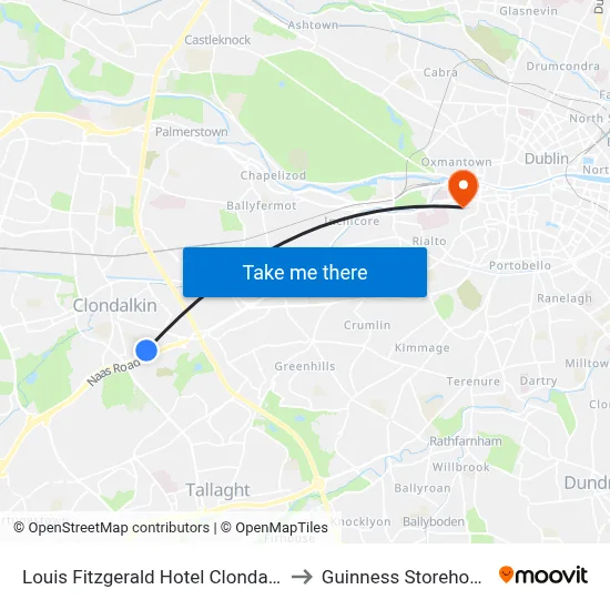 Louis Fitzgerald Hotel Clondalkin to Guinness Storehouse map