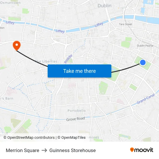 Merrion Square to Guinness Storehouse map