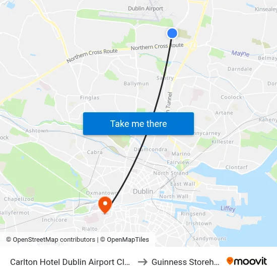 Carlton Hotel Dublin Airport Cloghran to Guinness Storehouse map