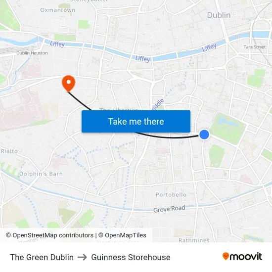 The Green Dublin to Guinness Storehouse map