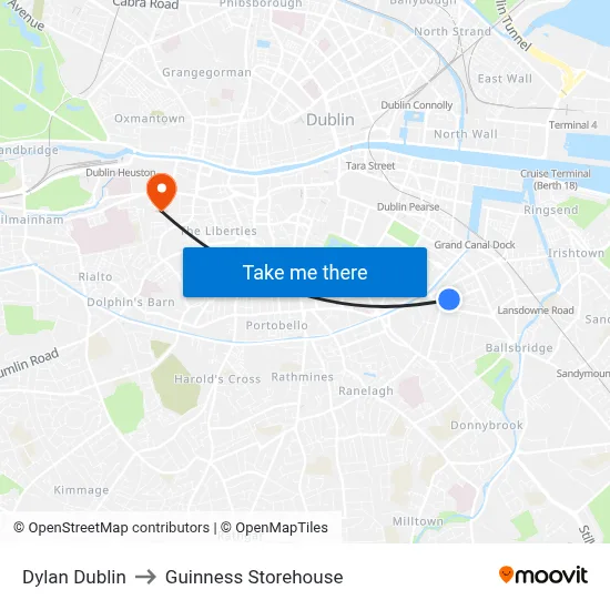 Dylan Dublin to Guinness Storehouse map