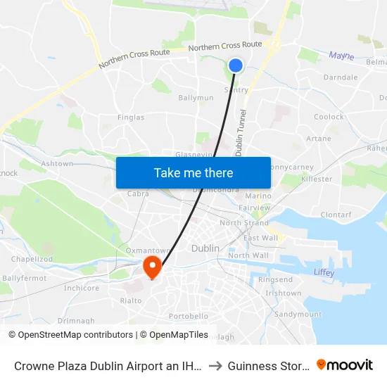 Crowne Plaza Dublin Airport an IHG Hotel Santry to Guinness Storehouse map