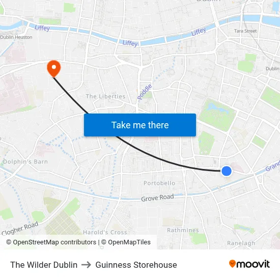 The Wilder Dublin to Guinness Storehouse map