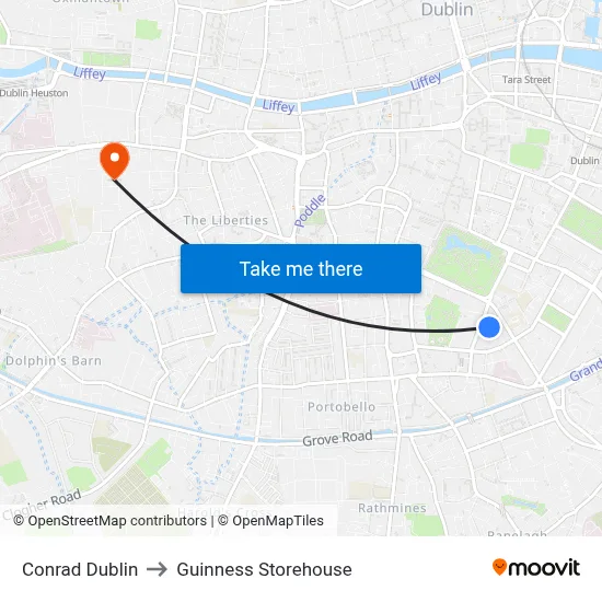 Conrad Dublin to Guinness Storehouse map